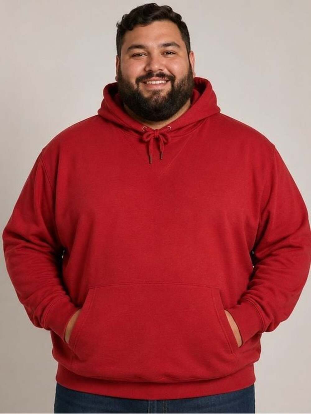 Jawhart Plaza 2XL Men's Red Pullover Hoodie with Kangaroo Pocket -